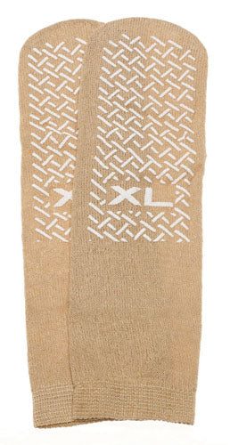 Non Skid Slipper Socks; XL Beige Pair Men's  10-12  Wms 11-13