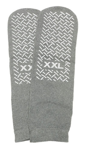 Non-Slip Slipper Socks; XXL Grey Pair Men's 12-13