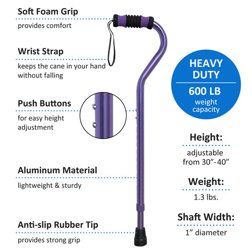 Cane  Bariatric  Aluminum Purple  600# Weight Cap