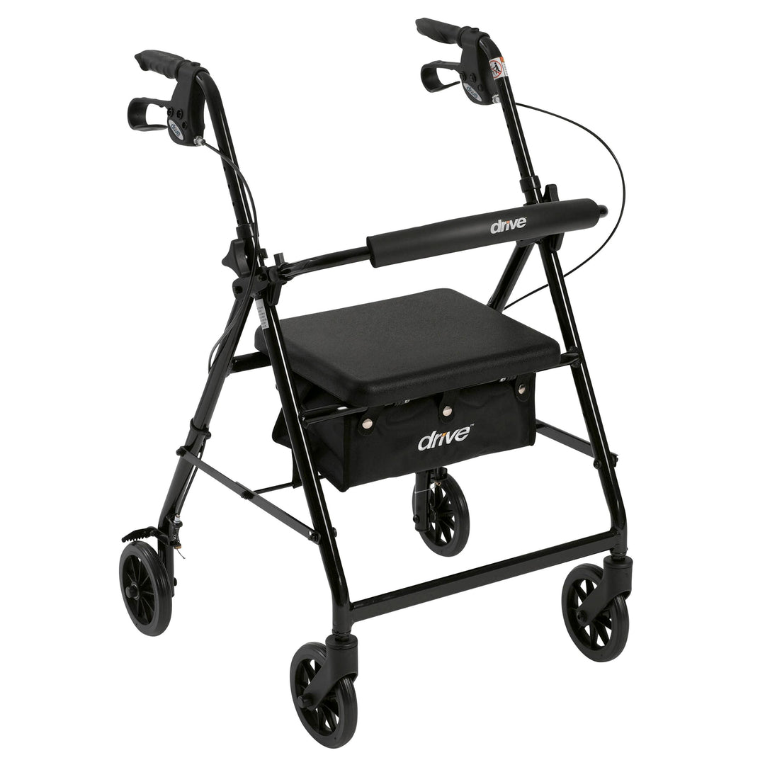 Rollator 4-wheel With Pouch & Padded Seat  Black - Drive