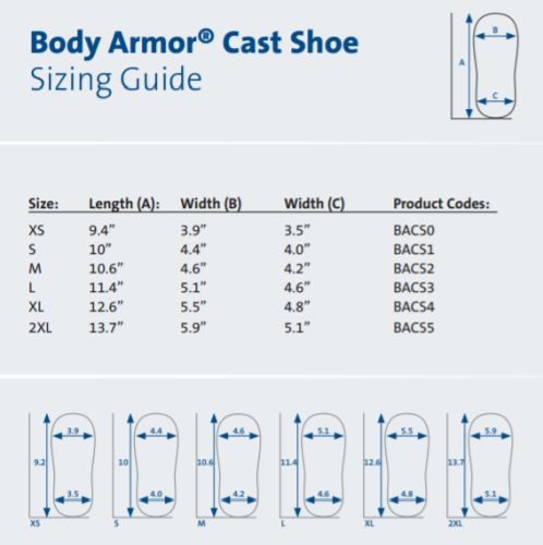 Body Armor Cast Shoe  X-small