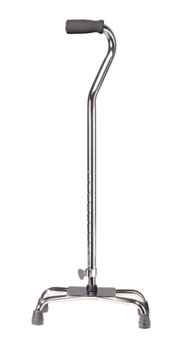 Quad Cane-large Base Silver W/vinyl Grip