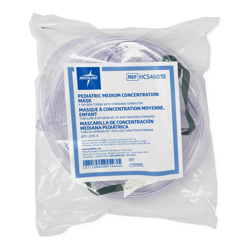 Oxygen Mask Pediatric W/7' Tubing  Medium Conc (each)
