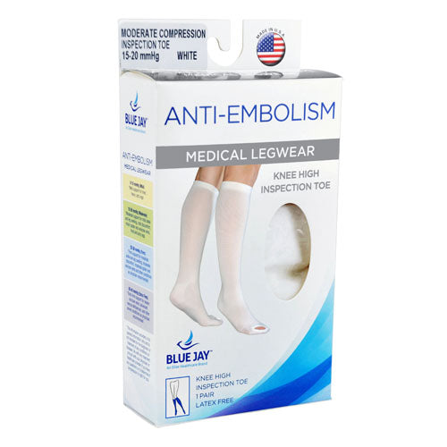 Anti-embolism Stockings Md/lng 15-20mmhg Below Knee  Insp Toe