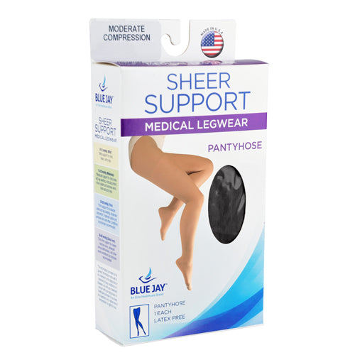 Ladies' Sheer Firm Spt  Queen+ 20-30mmhg  Panty Hose  Black